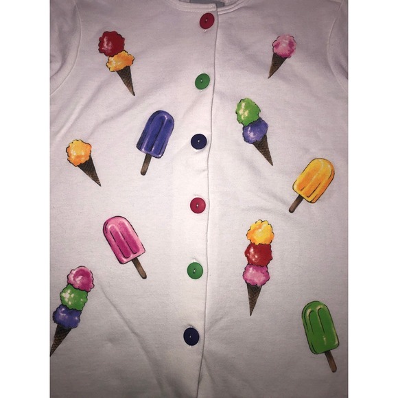 Blair Sweatshirt Womens L White Fleece Cardigan Ice Cream Cone Pop‎ Vintage 90s - Picture 4 of 8